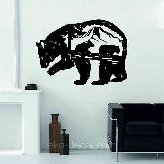 Декоративне настінне Панно «Ведмідь», Декор на стіну 110*78 см, Чорний Київ