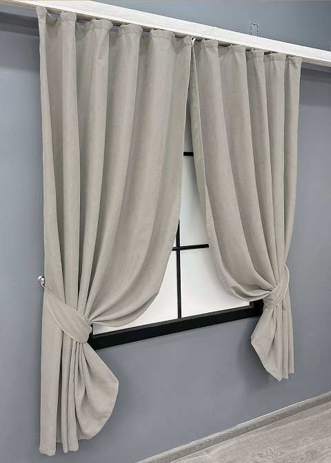 Комплект коротких штор VR-Textil Микровелюр Petek YL № 1803ш Светло-серый 130х170 см 2 шт (35-0385) Киев - изображение 2