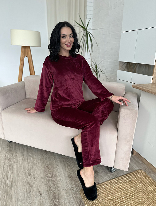 Махровый костюм с декоративными карманами Luci 46-48, Бордовый Киев - изображение 3