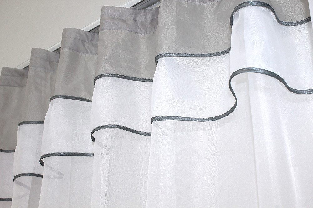 Гардина арка на кухню VR-Textil № 110к белый с серым 270х170 см (52-0248) Киев - изображение 4