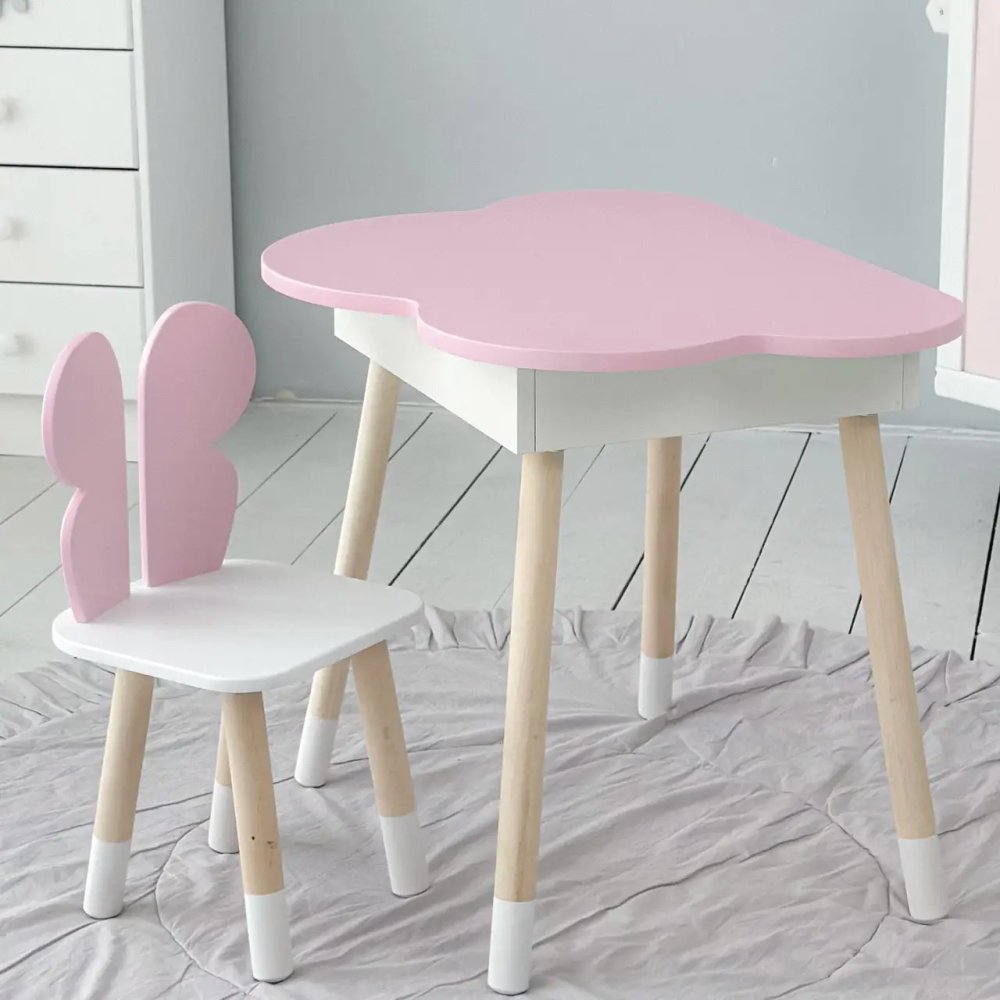 Дитячий стіл Хмара з нішою та стільчиком Метелик (Рожевий) Київ - фото 2