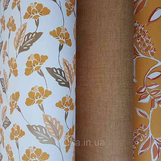 Шпалери вінілові на флізелін Caselio Mystery 0.53х10 м маленькі яскраві квіти листя помаранчеві на білому Київ
