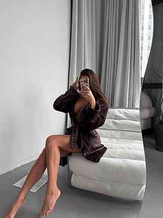 Жіночий теплий короткий халат із поясом із турецької махри Шоколад, 42/44 Одеса