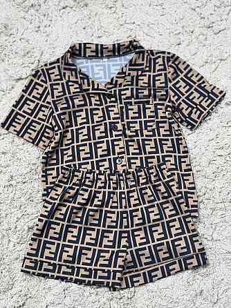 Детская пижамка из сатина шорты с рубашкой Коричневый р 154-158 Харьков