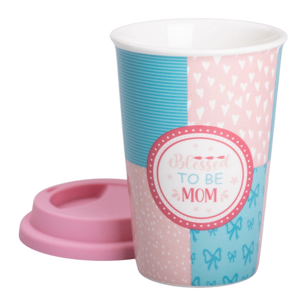 Liling Rongxiang Ceramic Стакан порцелянаовий 420 мл з силіконовою кришкою Blessed to be mom RX Киев - изображение 3