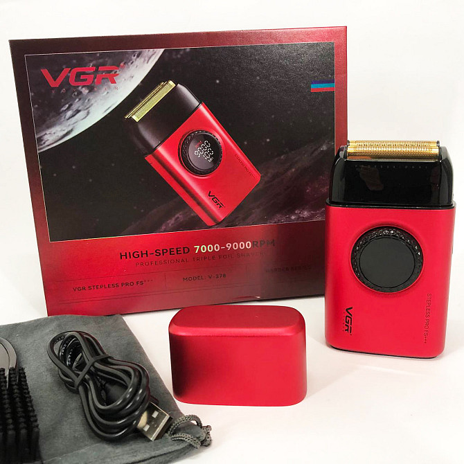 Електробритва VGR V-378 RED шейвер, подвійне лезо + триммер, регулювання потужності GZ-640 7000-9000 RPM Київ - фото 10