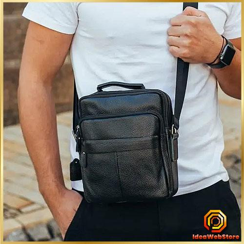 Сумка чоловіча через плече Bexhill шкіряна чорна натуральна вертикальна для документів і повсякденного використання Київ - фото 1