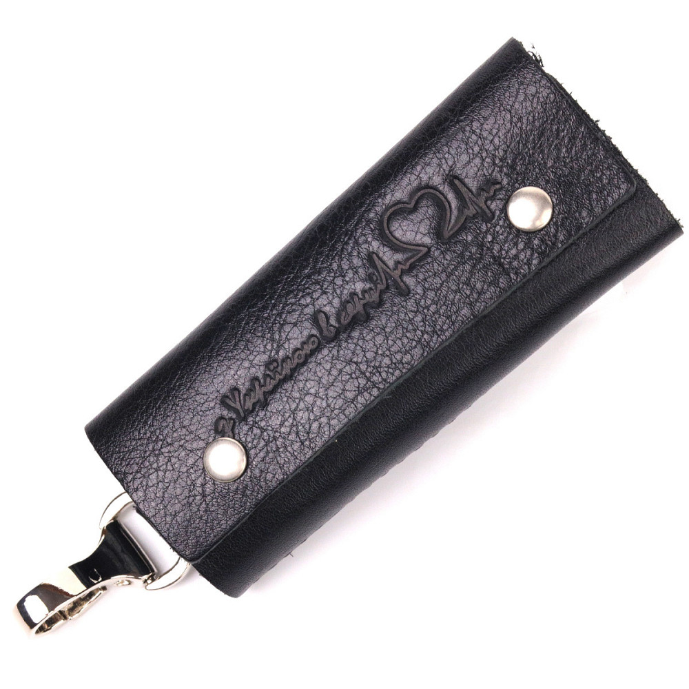 Практична ключниця у глянцевій шкірі Чорна (GRANDE PELLE) Київ - фото 5