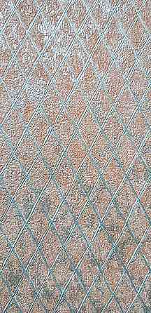 Шпалери вінілові на флізеліні Marburg Aura метрові смуги сіточкою структурні бірюзові з коричневим Київ