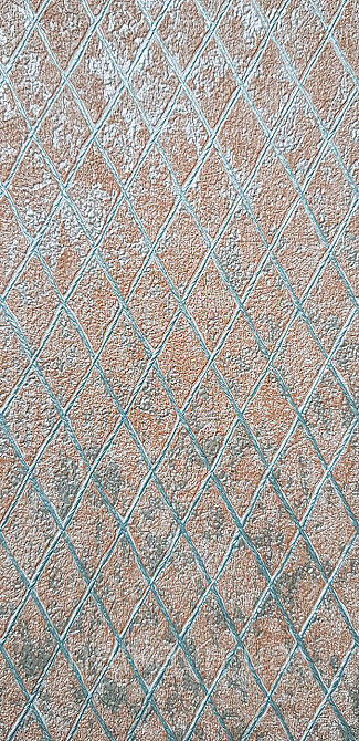Шпалери вінілові на флізеліні Marburg Aura метрові смуги сіточкою структурні бірюзові з коричневим Київ - фото 3
