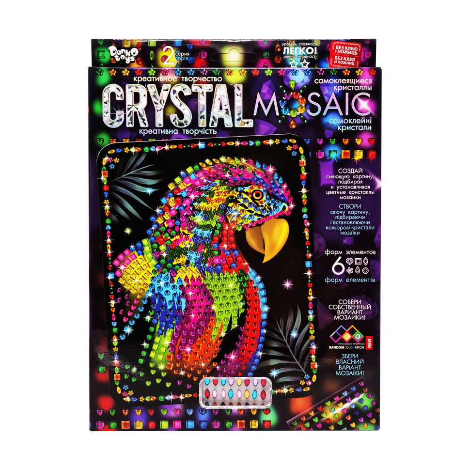 Креативна творчість "Crystal mosaic Папуга" CRM-02-06, 6 форм елементів Вінниця - фото 1