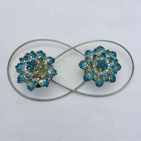 Магніти для штор та гардин "Flowers" набір 2 шт Бірюзовий з золотистим (81-202) Київ