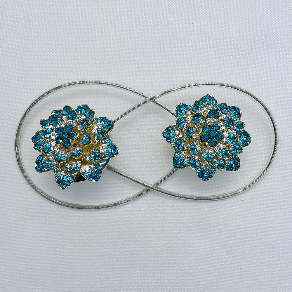 Магніти для штор та гардин "Flowers" набір 2 шт Бірюзовий з золотистим (81-202) Київ - фото 5