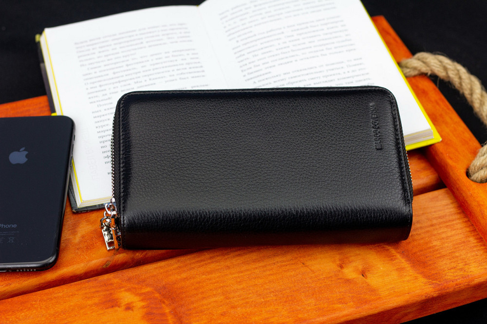 Стильний чоловічий клатч з двома відділеннями на блискавці з натуральної шкіри Marco Coverna Чорний Київ - фото 8