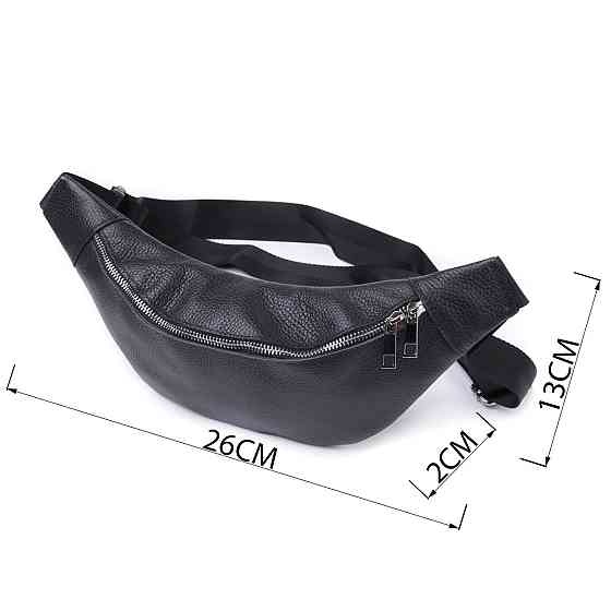 Удобная сумка-бананка унисекс из натуральной кожи Shvigel 22824 Черная Киев