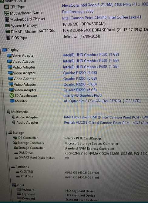 Ноутбук Dell Precision 7730 Xeon E-2176M, 6 ядер, 12 потоків;
RAM - 16GB DDR4; Київ - фото 2