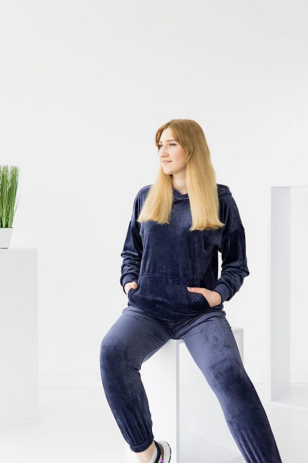 Жіночий велюровий костюм із капюшоном Синій XS Харків - фото 5