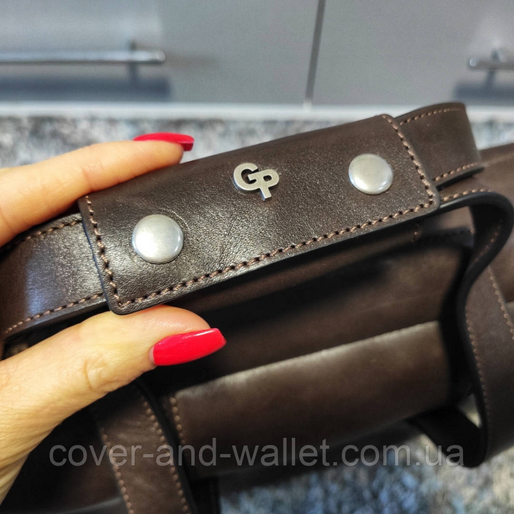 Элитная кожаная сумка для ноутбука и документов коричневого цвета GRANDE PELLE 11442 Киев - изображение 9