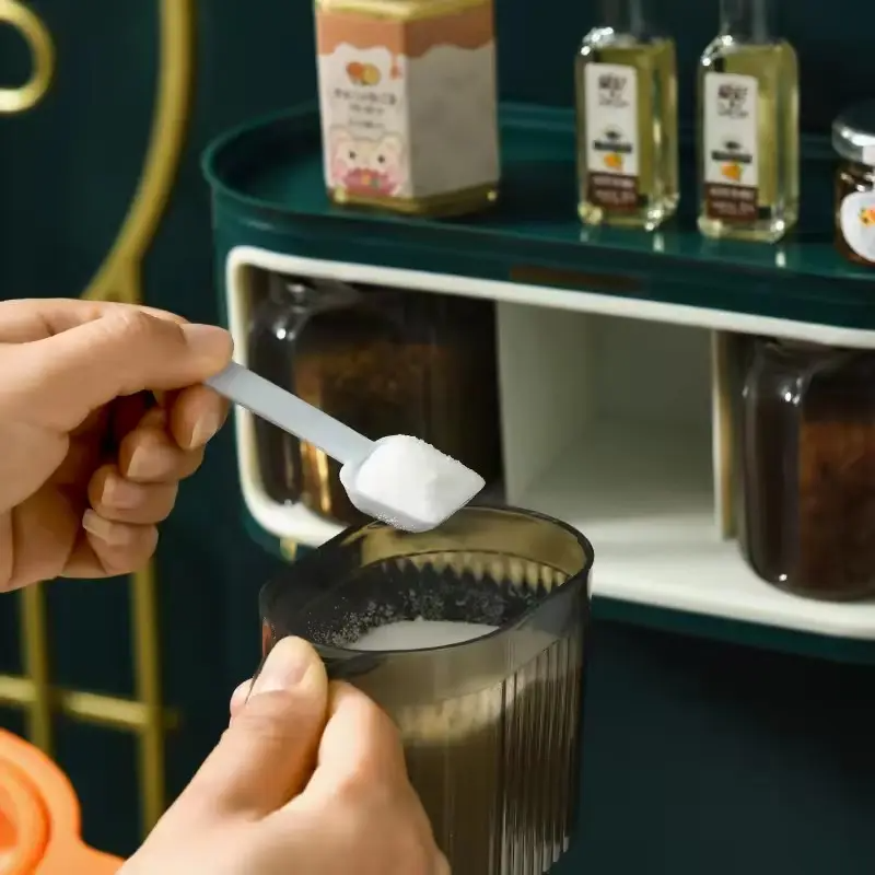 Настінний органайзер з двома чашами, банки для зберігання, модні банки для кухні, зелений колір Кам'янець-Подільський - фото 3