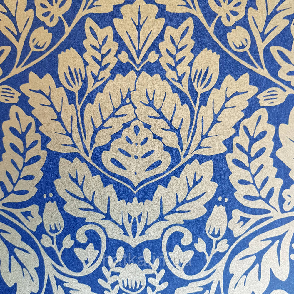 Шпалери вінілові на флізелін Caselio Mystery 0.53х10 м яскраві листя дубок золотисті на темно синьому Київ - фото 5