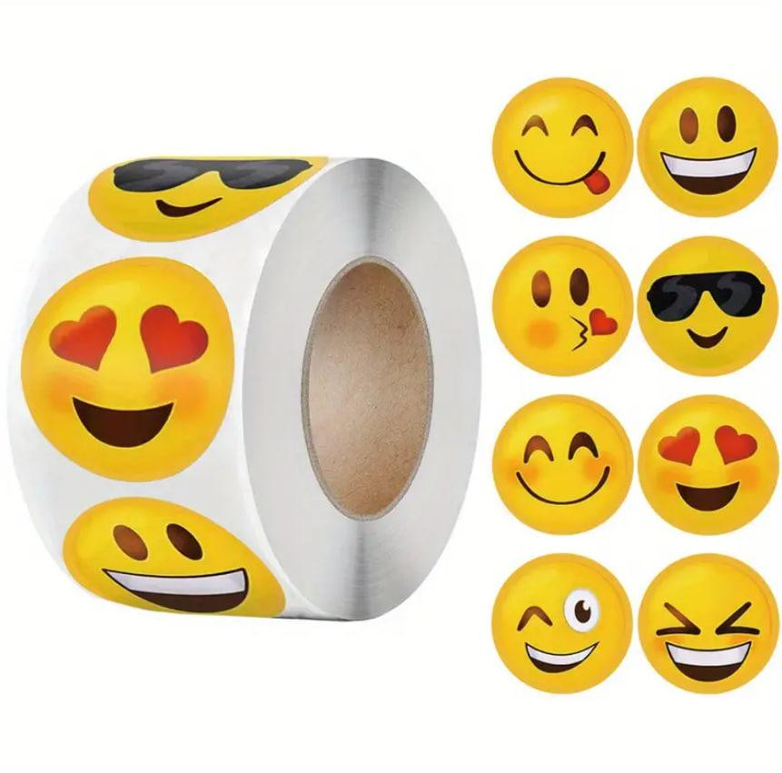 Набор стикеров-эмодзы в рулоне – 500 шт, 12 дизайнов, Ø 2.5 см Киев - изображение 1