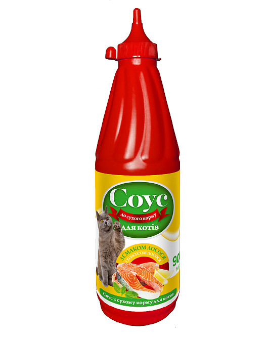 Соус до сухого корму для кішок з ароматом лосося 900 мл Вінниця - фото 1