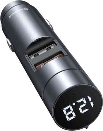 Автомобільний FM-модулятор Baseus Energy Column + bluetooth (2USB) CCNLZ-C0G (Темно-сірий) Вінниця