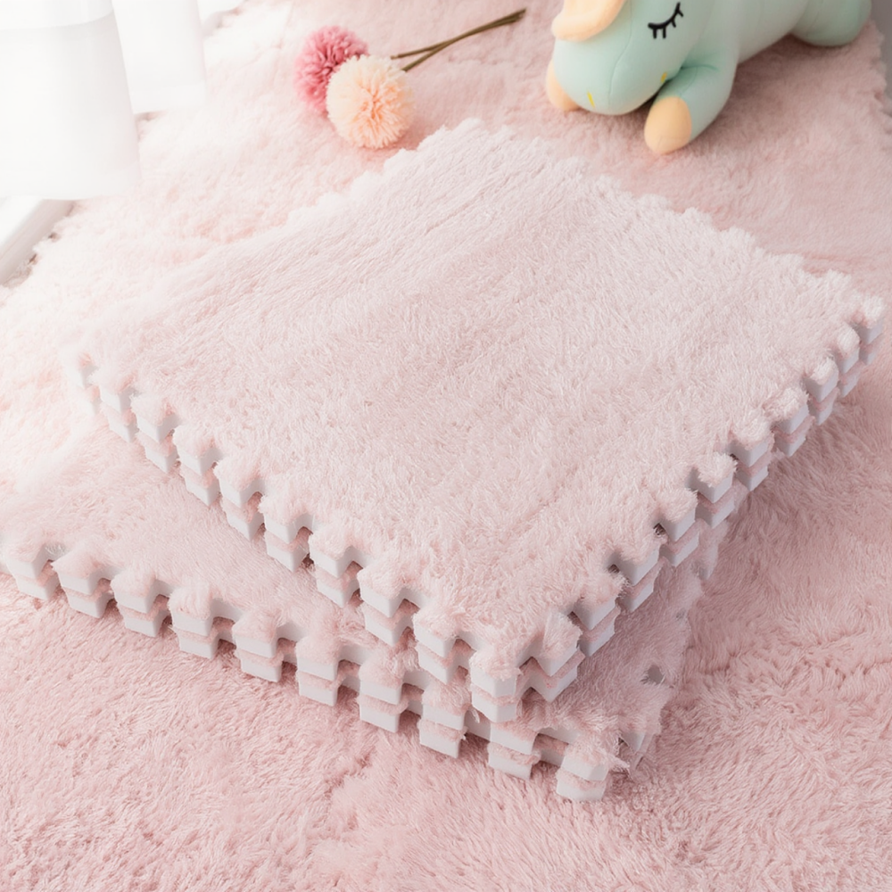 Пазл килимок м'який термокилим плюшевий 60х150см, 10 пазлів тепла підлога, термоковрик для дому, в дитячу кімнату Колір Pink Кам'янець-Подільський - фото 2