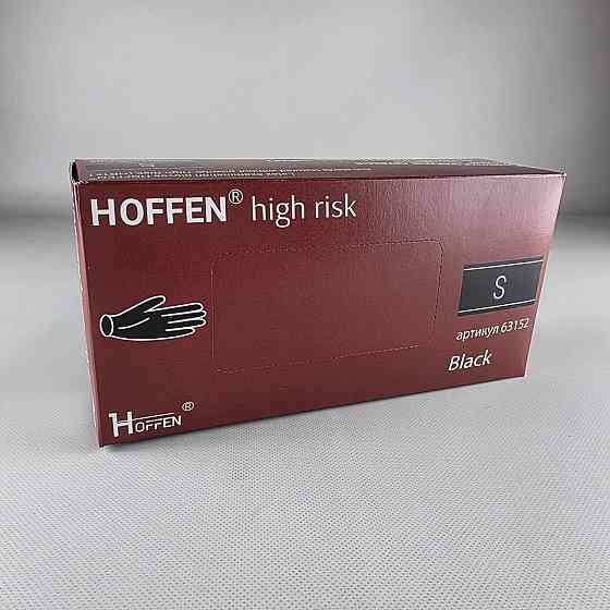 Перчатки латексные сверхпрочные неопудренные HOFFEN , плотные хозяйственные для уборки и клининга 50шт (S) Черные (1 пачка) Харьков