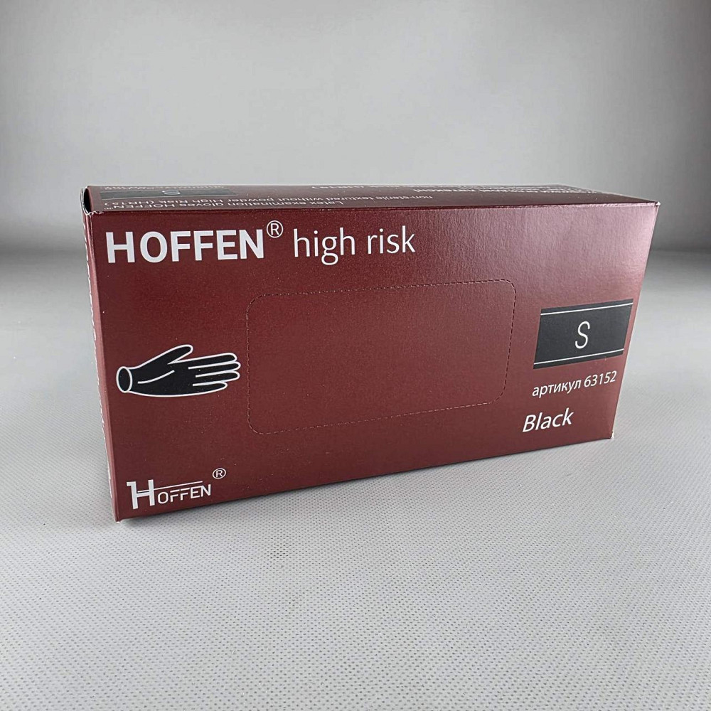 Перчатки латексные сверхпрочные неопудренные HOFFEN , плотные хозяйственные для уборки и клининга 50шт (S) Черные (1 пачка) Харьков - изображение 1