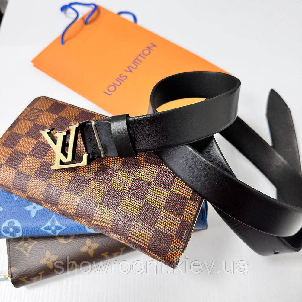 Женский кожаный ремень Lv, лв gold (3 cм) (7111) Киев - изображение 3