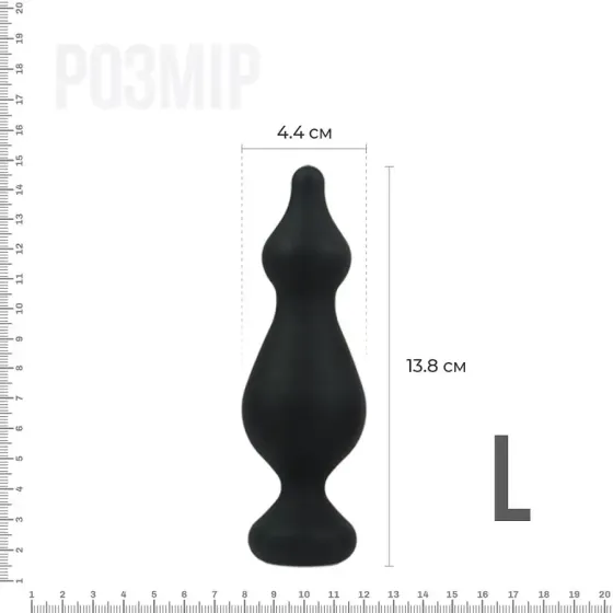 Анальна пробка Adrien Lastic Amuse Big Black (L) з двома переходами, макс. діаметр 4,4 см Львів