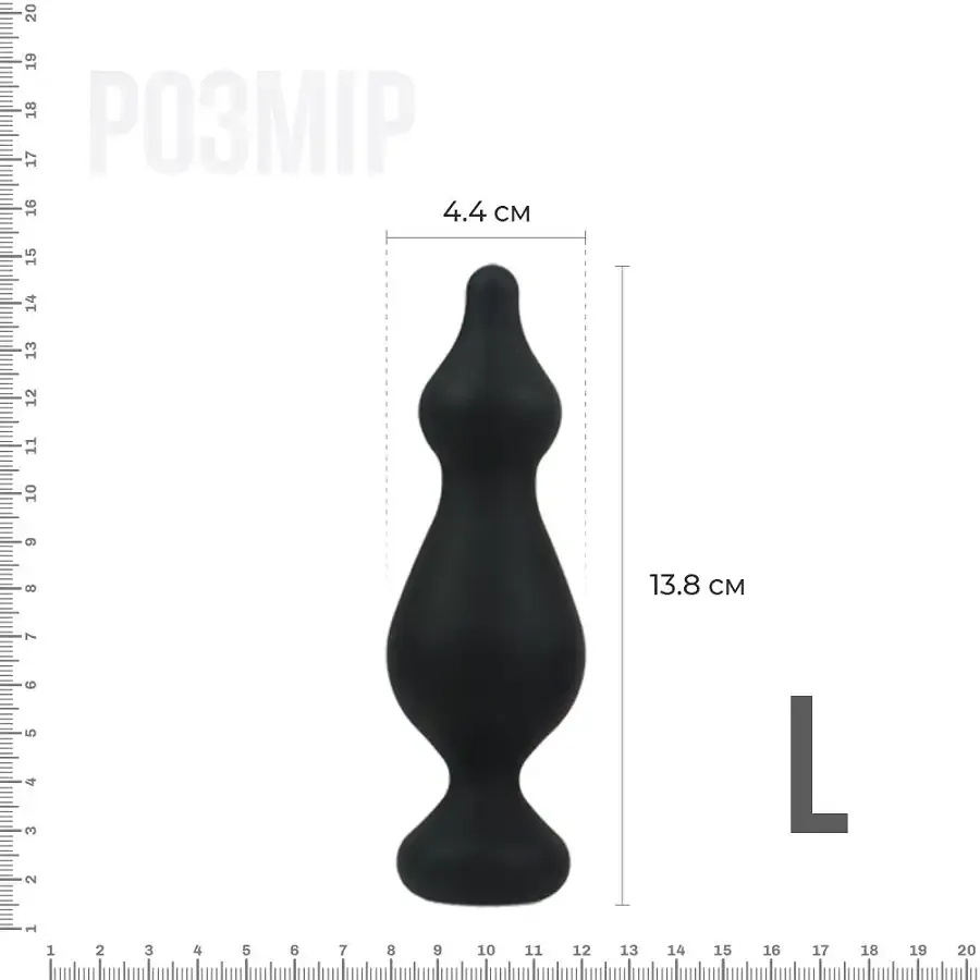 Анальна пробка Adrien Lastic Amuse Big Black (L) з двома переходами, макс. діаметр 4,4 см Львів - фото 2