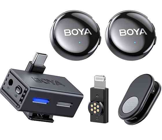 Мікрофон подвійний бездротовий з ШІ для телефону/камери Type-C Lightning Boya BOYALINK 3-03 SBR Київ