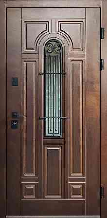 Двері вхідні SARMAK Елегант Термо Лучія дерев'яна панель ArWood горіх світлий/він спиль коньяк 860х2040 мм Київ