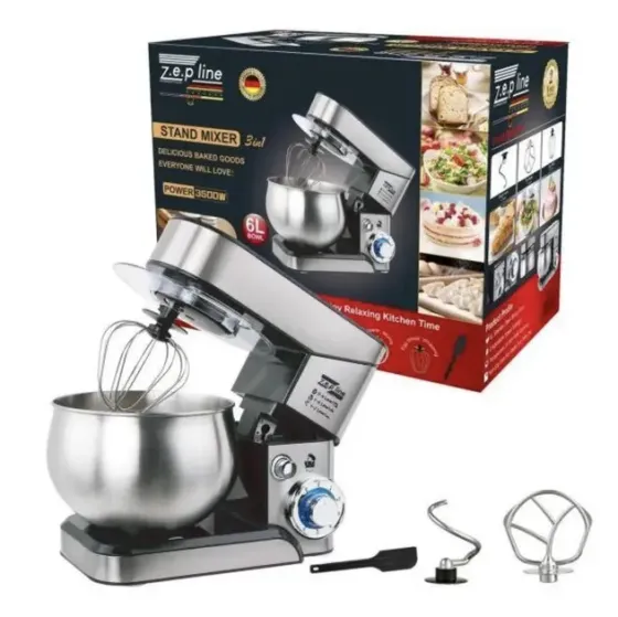 Планетарный миксер тестомес Zepline ZP-105 из нержавеющей стали Кухонный комбайн с чашей на 6л мощностью 3500 Вт Коломыя