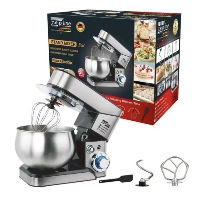 Планетарный миксер тестомес Zepline ZP-105 из нержавеющей стали Кухонный комбайн с чашей на 6л мощностью 3500 Вт Коломыя - изображение 1