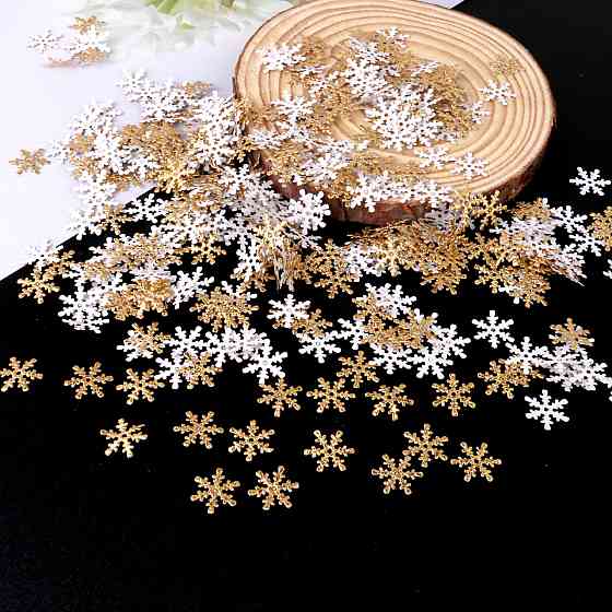 Новый год снежинки 300 штук 2см золотистый Киев