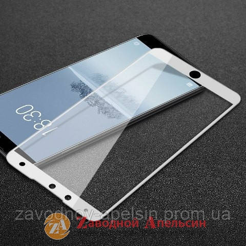 Захисне скло Meizu 15 Plus Full Glass white Одеса - фото 1