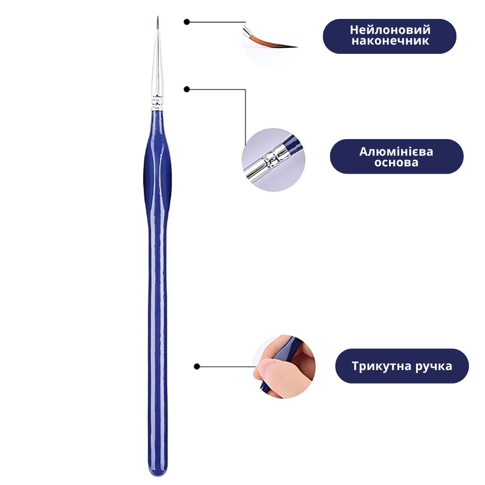 Набор кистей нейлоновых в чехле на молнии для акварели, акрила, гуаши, масла и нейл-арта, 15 шт синие Каменец-Подольский - изображение 2