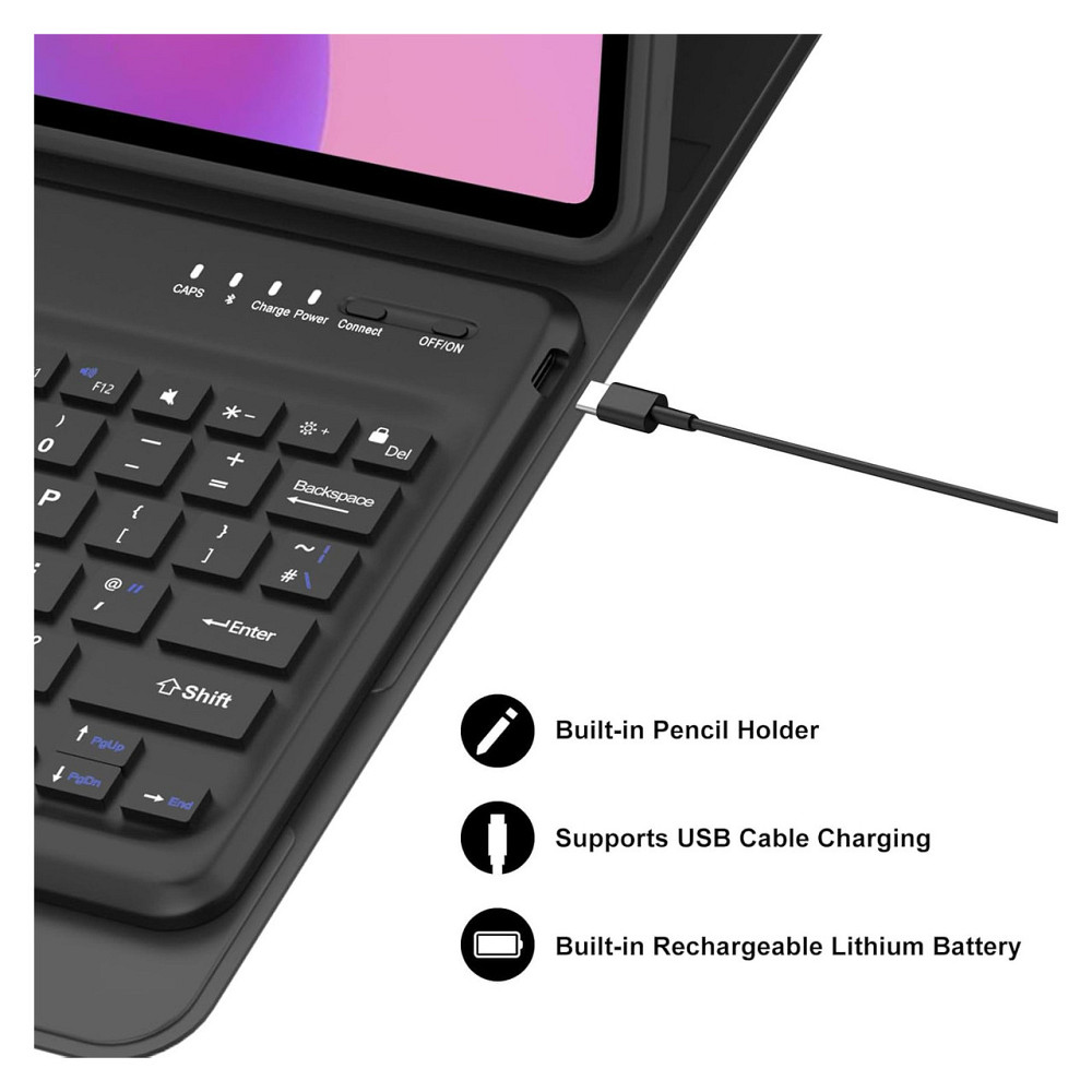 Чохол-клавіатура кейс-клавіатура JADEMALL для Lenovo Idea Tab Pro 12.7 2025 TB373FU/TB375FC чорний Bluetooth QWERTY з тачпадом Київ - фото 7
