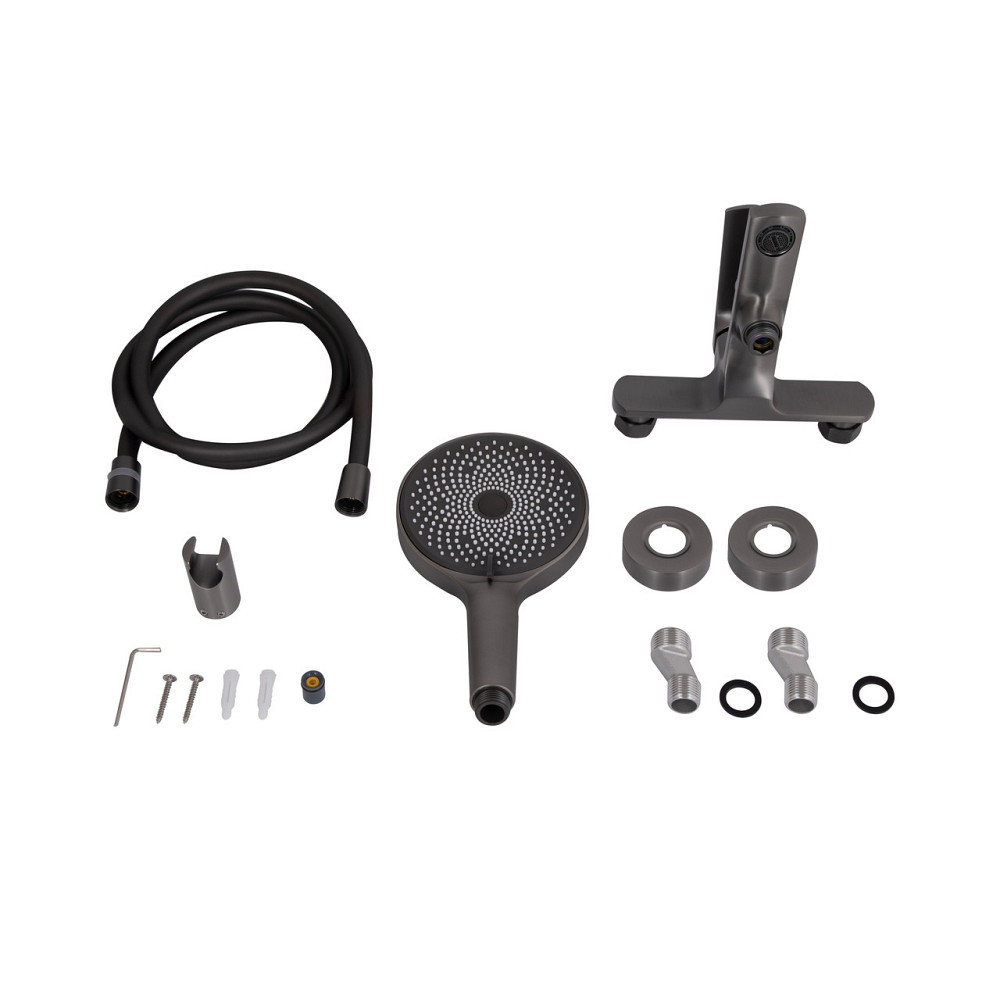 Змішувач для ванни Qtap Slavonice (з душовим гарнітуром) QTSLV259GMB48035 Gunmetal Black PVD Київ - фото 12