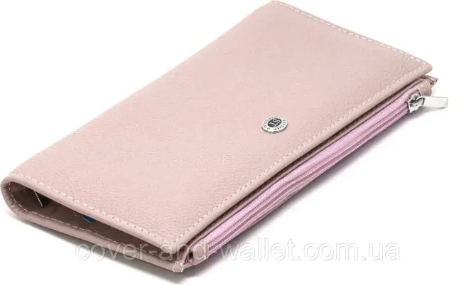 Светло розовый женский тонкий кошелёк на магнитах и ​​молнии ST 006 pink Киев - изображение 7