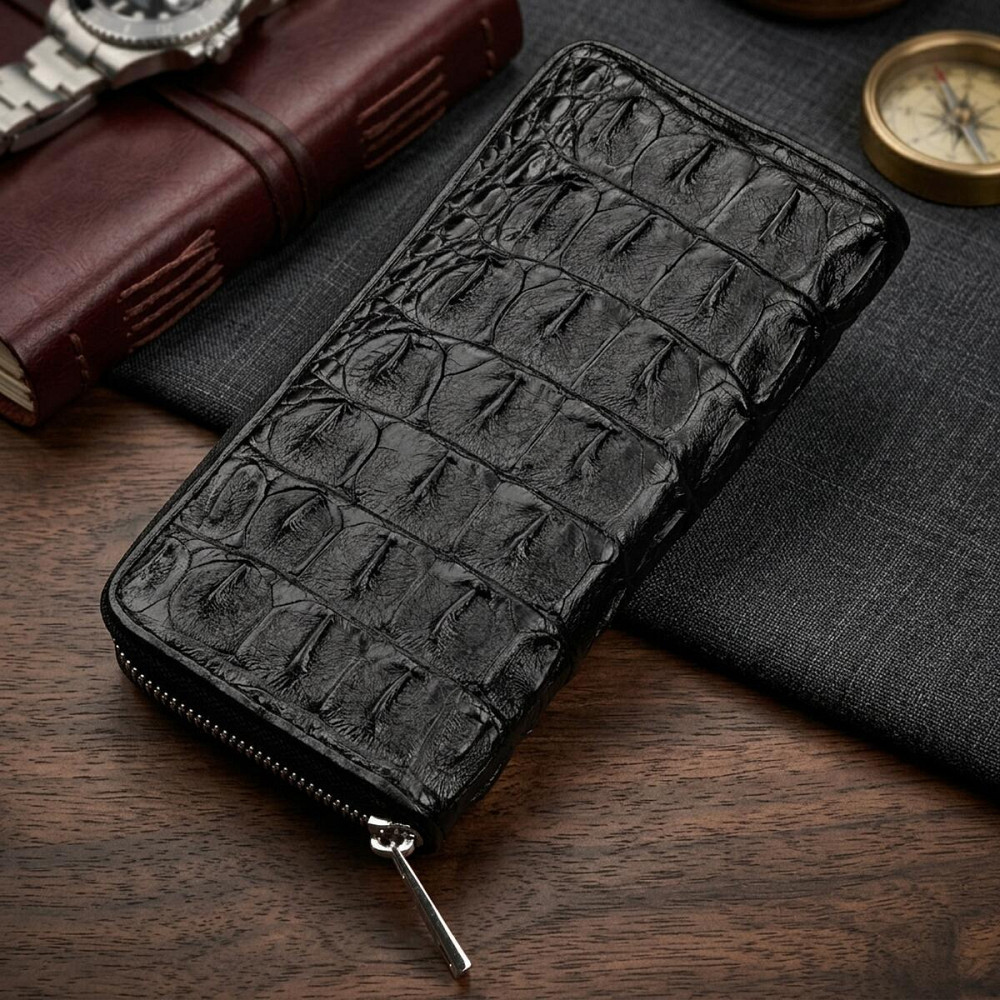 Кошелек-клатч CROCODILE LEATHER 18012 из натуральной кожи крокодила Черный Киев - изображение 8