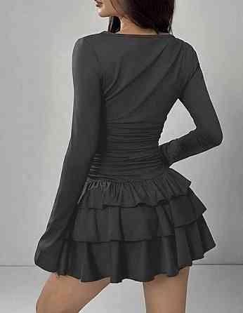 Жіноча базова міні сукня з пишною спідничкою віскоза. Графіт Одеса