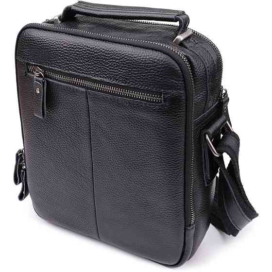 Ділова чоловіча сумка з ручкою для перенесення в руці з натуральної шкіри Vintage 23034 Чорний Київ