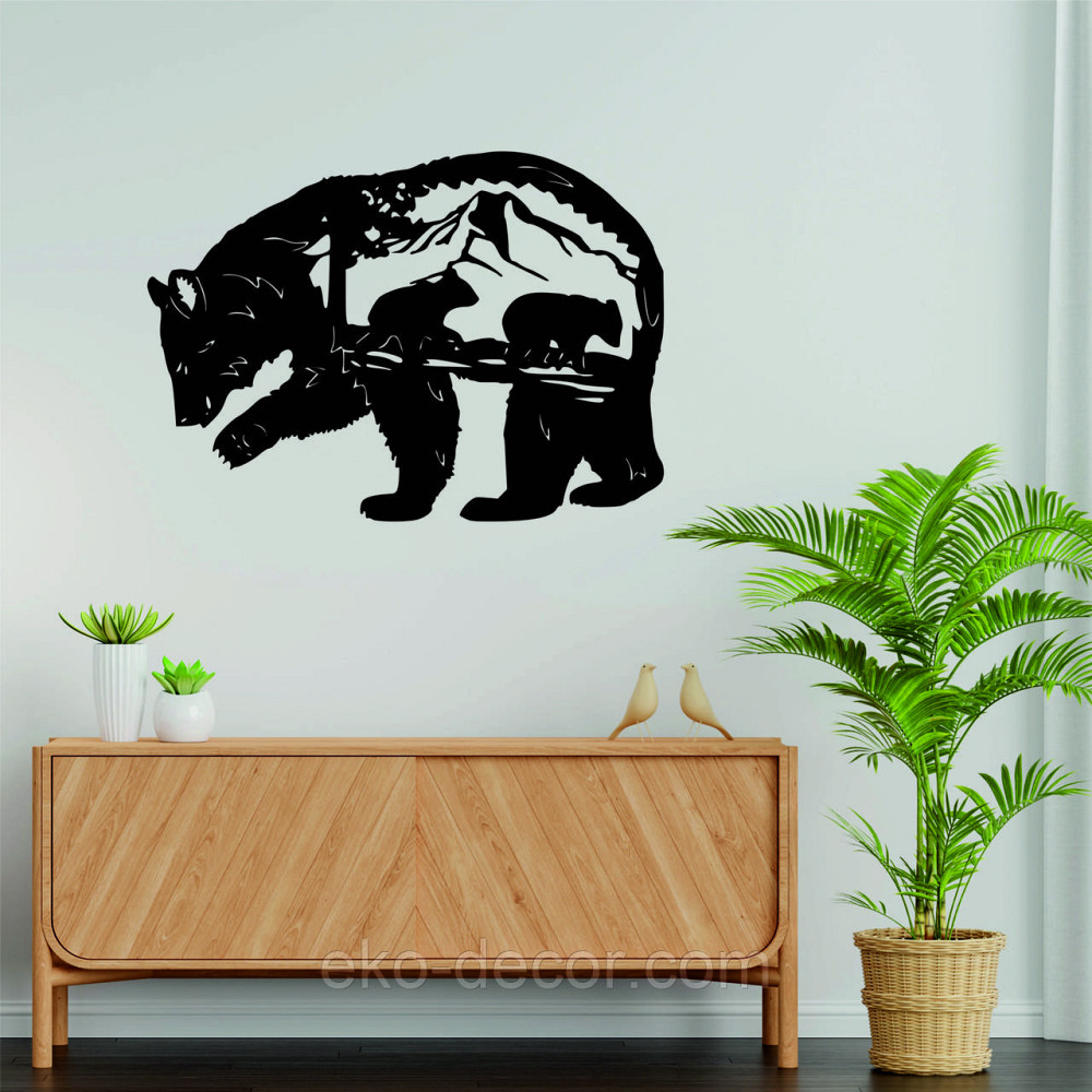 Декоративне настінне Панно «Ведмідь», Декор на стіну 70*50 см, Чорний Київ - фото 7