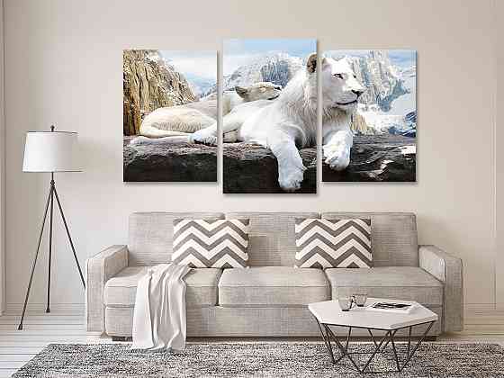 Модульна картина у вітальню/ спальню Білі Леви Art-567_3 Київ