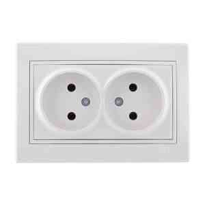 MIRA білий Розетка внутрішня 2-а без заземлення з білою вставкою Лезард Житомир