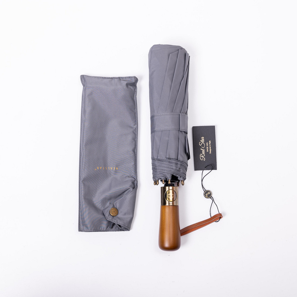 Yiwu Парасолька автоматична з дерев'яною ручкою класична з поліестеру діаметр 116 см Сірий HP-2 Коломия - фото 6